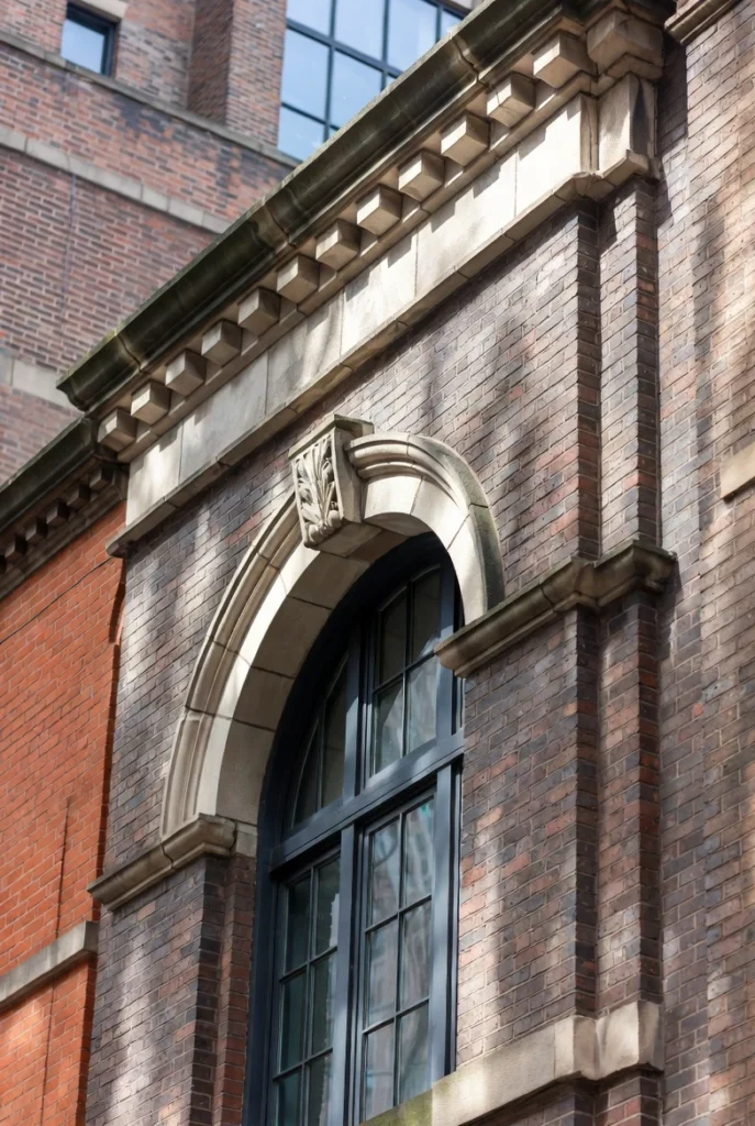 Restored brick facade on historic NYC building