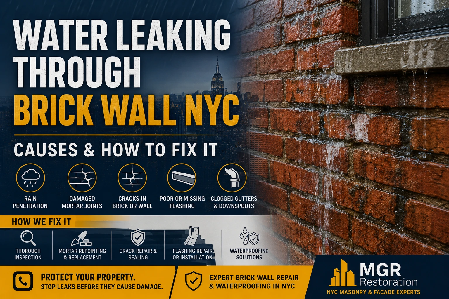 Water Leaking Through Brick Wall